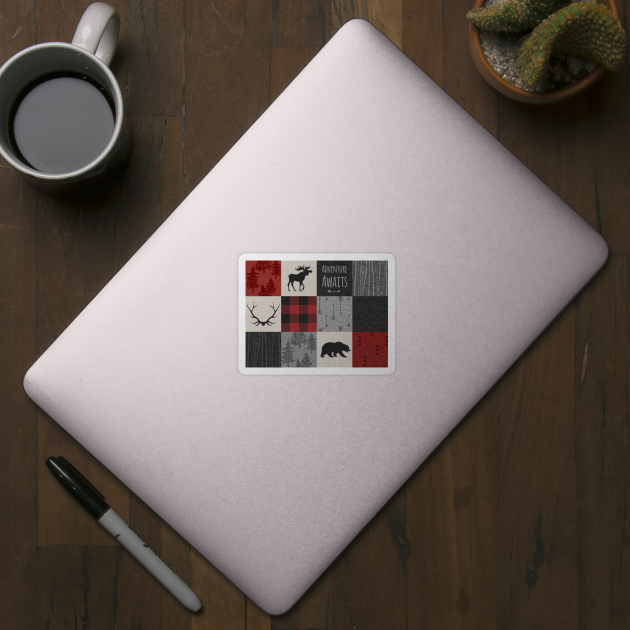 Adventure Patchwork - Red And Black by SugarPineDesign